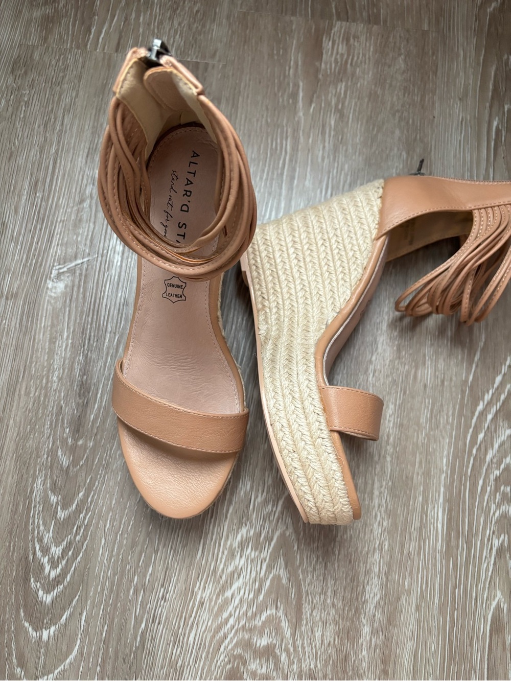 Altar'd State Cognac Tan Espadrille Wedge Sandals